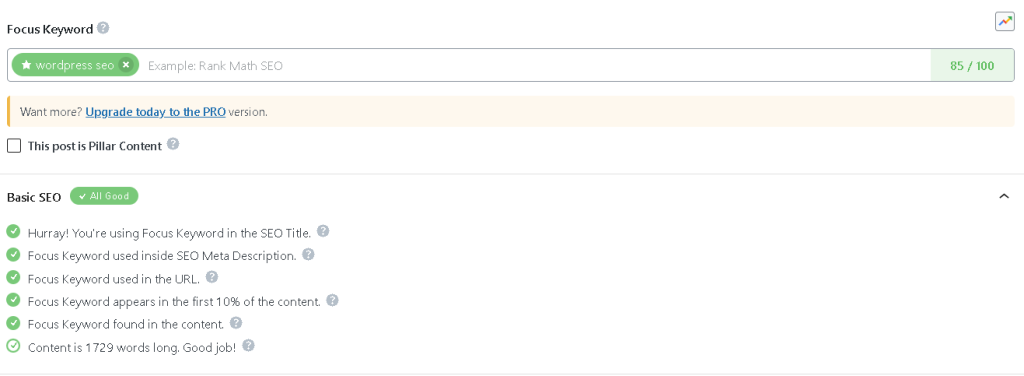 Using the Focus Keyword